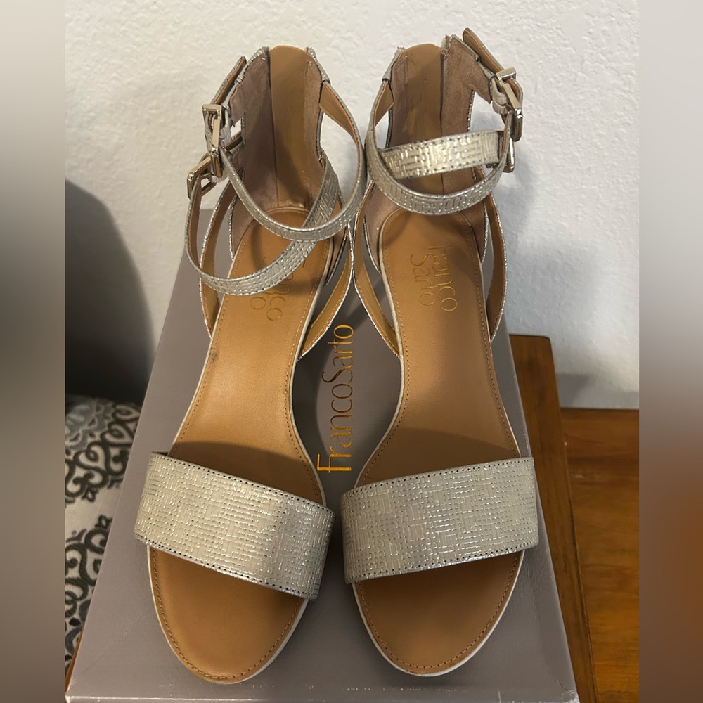 Franco Sarto strappy heels in platinum color- size 6.5